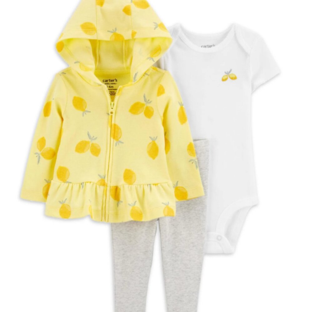 Baby Girl Cardigan Outfit Set, 3-Piece